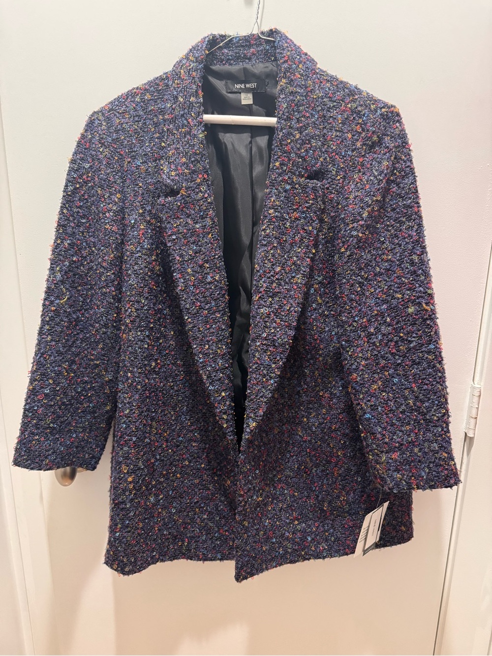 Nine West Navy Tweed Blazer with Multicolor Flecks